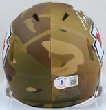 Tony Gonzalez Autographed KC Chiefs Camo Speed Mini Helmet- Beckett W *White