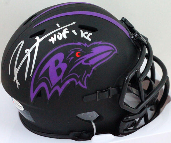 Ray Lewis Autographed Baltimore Ravens Eclipse Mini Helmet w/hof- Beckett W *Silver