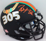 Ray Lewis Autographed Miami Hurricanes "305" Schutt Mini Helmet- Beckett W Auth *Orange