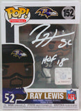 Ray Lewis Autographed Baltimore Ravens Funko Pop Figurine #152 W/HOF- Beckett W *White