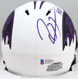 Ray Lewis Autographed Baltimore Ravens  Lunar Mini Helmet w/ HOF- Beckett W *Purple
