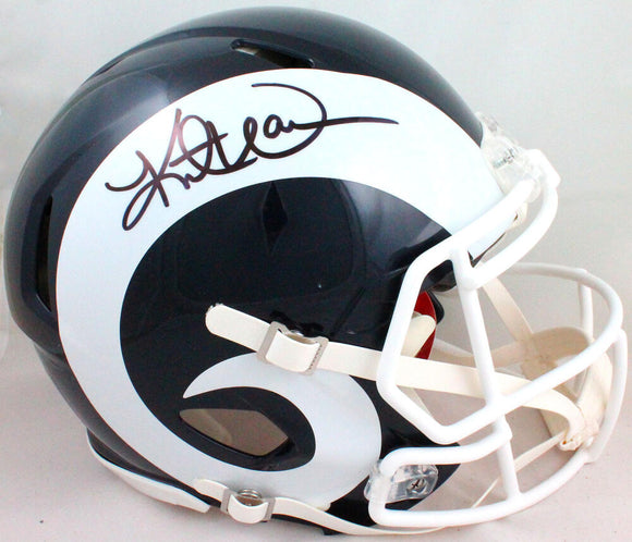 Kurt Warner Signed Rams White Horn Speed Authentic F/S Helmet- Beckett W *Black