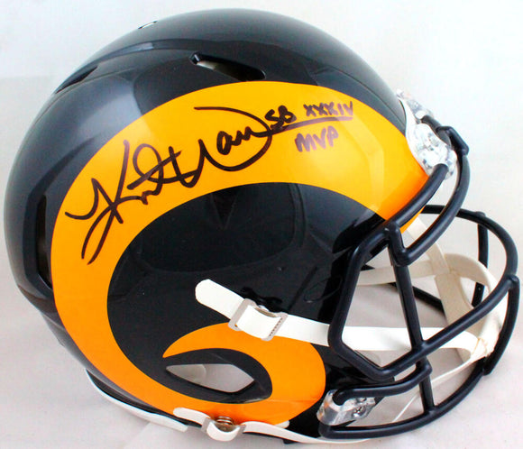 Kurt Warner Signed SL Rams 81-99 TB Authentic F/S Helmet w/SBMVP- Beckett W *Blk Image 1