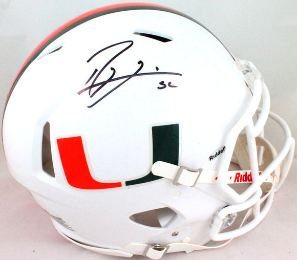 Ray Lewis Autographed Miami Hurricanes F/S Riddell Speed Authentic Helmet- Beckett W *Black