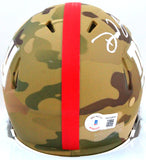 Daniel Jones Autographed New York Giants Camo Mini Helmet- Beckett W *White