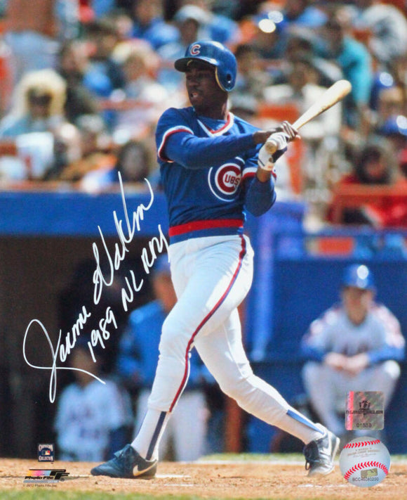 Jerome Walton Autographed Cubs Batting Photo w/ 1989 NL ROY- JerseySource Auth