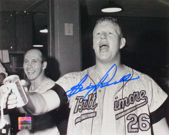 Boog Powell Autographed 8x10 B&W Beer Photo- Jersey Source Auth *Blue