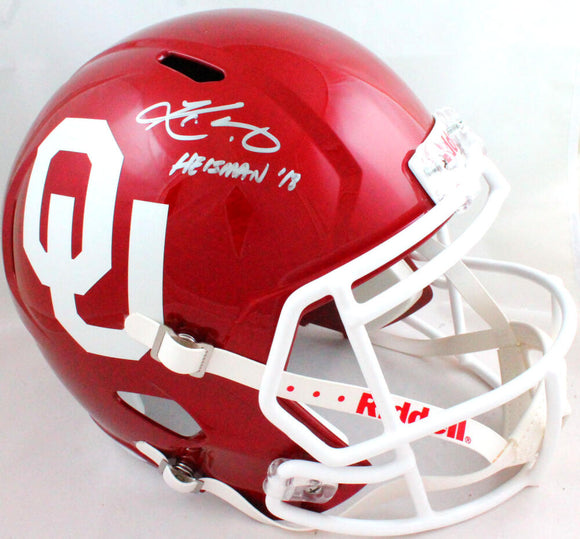 Kyler Murray Autographed Oklahoma Sooners F/S Speed Helmet w/ HT- Beckett W Auth *Silver