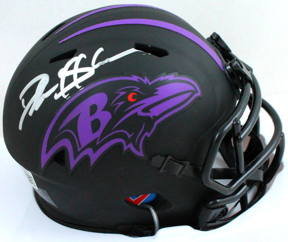 Deion Sanders Autographed Baltimore Ravens Eclipse Mini Helmet- Beckett W *Silver