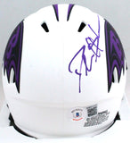 Deion Sanders Signed Baltimore Ravens Lunar Mini Helmet- Beckett W Holo *Purple