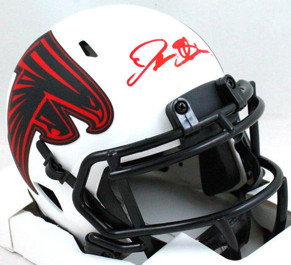 Deion Sanders Autographed Atlanta Falcons Lunar Mini Helmet- Beckett W Holo *Red