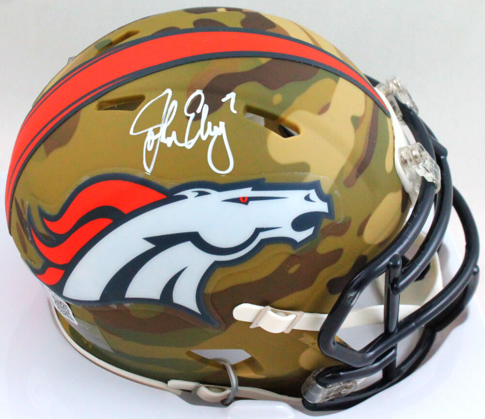 John Elway Autographed Denver Broncos Chrome Mini Helmet- Beckett W Ho –  The Jersey Source