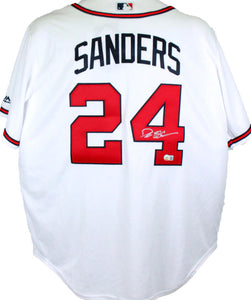 Deion Sanders Autographed Atlanta Braves Majestic Jersey- Beckett W *Silver