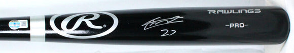 Vladimir Guerrero Jr. Autographed Black Rawlings Pro Baseball Bat- Beckett W *Silver