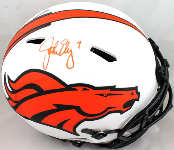 John Elway Autographed Denver Broncos F/S Lunar Speed Authentic Helmet- Beckett W Hologram *Orange Image 1