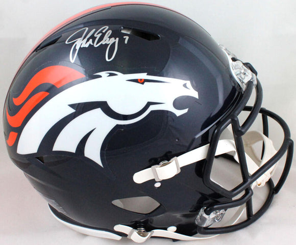 John Elway Autographed Denver Broncos F/S Speed Authentic Helmet- Beckett W Hologram *Silver Image 1
