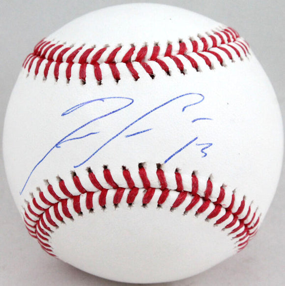 Ronald Acuna Autographed Rawlings OML Baseball w/#- Beckett W *Blue
