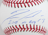 Ronald Acuna Autographed Rawlings OML Baseball w/ 2018 NL ROY/ # - Beckett W *Blue