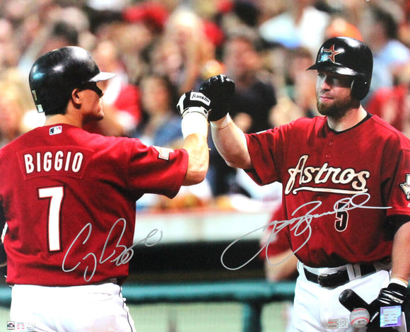 Craig Biggio/Jeff Bagwell Houston Astros Autographed 16x20 Fist Bump Photo- Tristar Auth *Silver Image 1