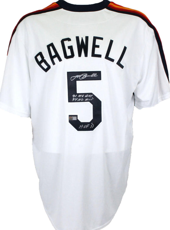 Jeff Bagwell Signed Astros Rainbow Sleeves Majestic Jersey w/ HOF insc  TriStar