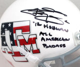Johnny Manziel Signed A&M Stars/Stripes Schutt Mini Helmet w/2 stacked Insc-Beckett W Auth