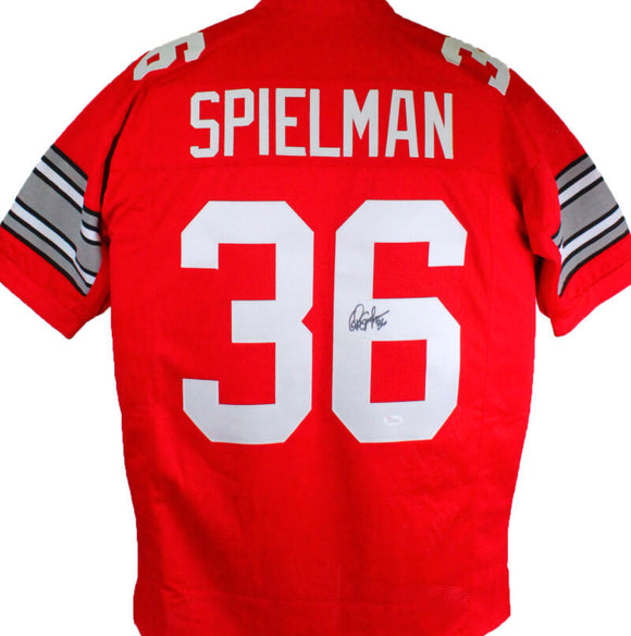 Chris Spielman Autographed Red College Style Jersey- JSA Witnessed Authenticated
