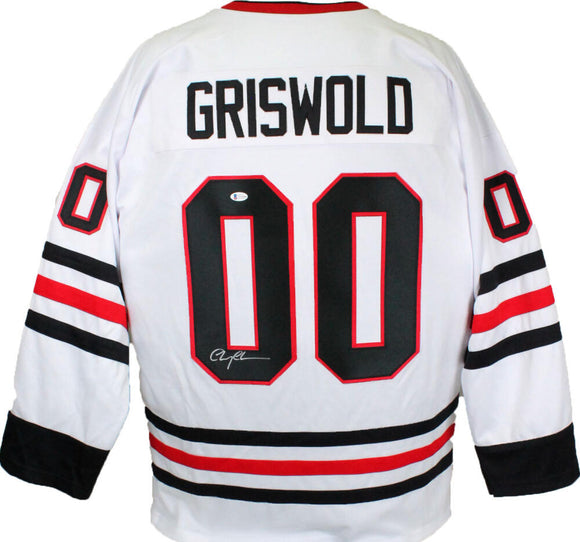 Griswold Blackhawks Jersey Signed by Chevy Chase Beckett Certified