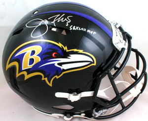 Joe Flacco Signed Ravens Speed Authentic F/S Helmet w/ SB MVP- JSA W *Silver