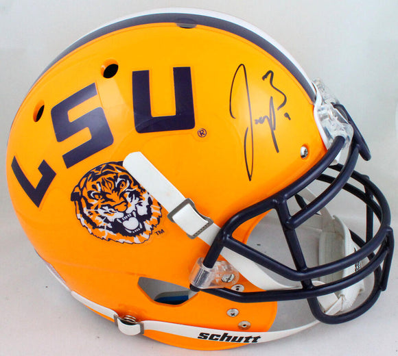 Joe Burrow Autographed LSU Tigers F/S Yellow Schutt Authentic Helmet- Fanatics Auth