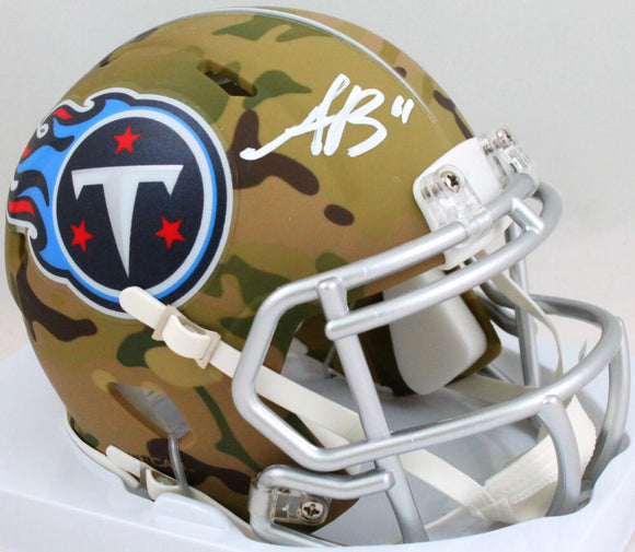 AJ Brown Autographed Tennessee Titans Camo Speed Mini Helmet- Beckett W *White Image 1