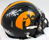 TJ Hockenson Autographed Iowa Hawkeyes Speed Mini Helmet- Beckett W Holo *Silver