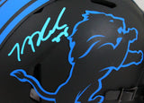 TJ Hockenson Autographed Detroit Lions Eclipse Speed Mini Helmet- Beckett W Hologram *Blue