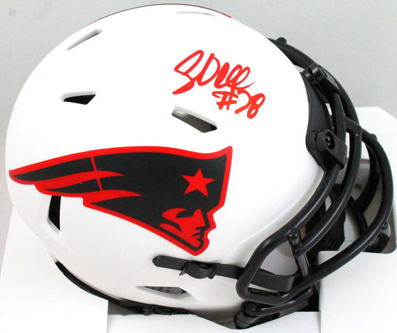 Corey Dillon Autographed New England Patriots Lunar Mini Helmet- Beckett Hologram *Red