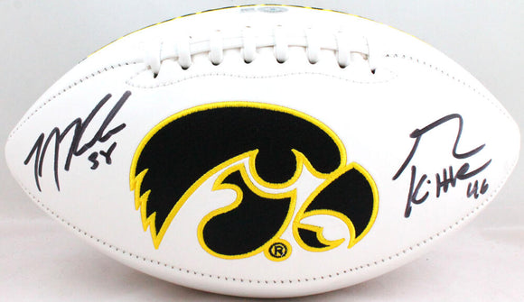 George Kittle/TJ Hockenson Autographed Iowa Hawkeyes Logo Football- Beckett W *Black