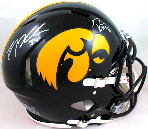 George Kittle/TJ Hockenson Autographed Iowa Hawkeyes Speed Authentic F/S Helmet- Beckett W Holo *Silver