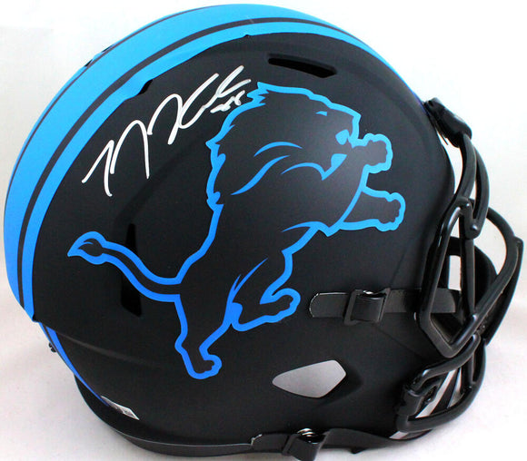 TJ Hockenson Autographed Detroit Lions F/S Eclipse Speed Helmet- Beckett W Hologram *Silver Image 1