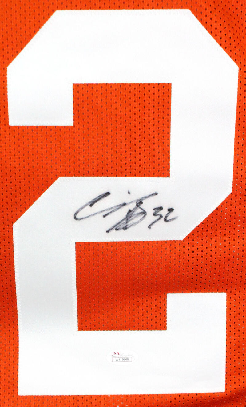 Cedric Benson Autographed Orange College Style Jersey- JSA W