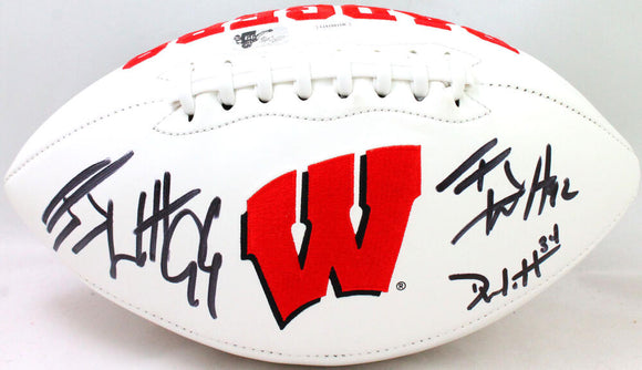 Derek/ TJ/ JJ Watt Autographed Wisconsin Badgers Logo Football- JSA W *Black