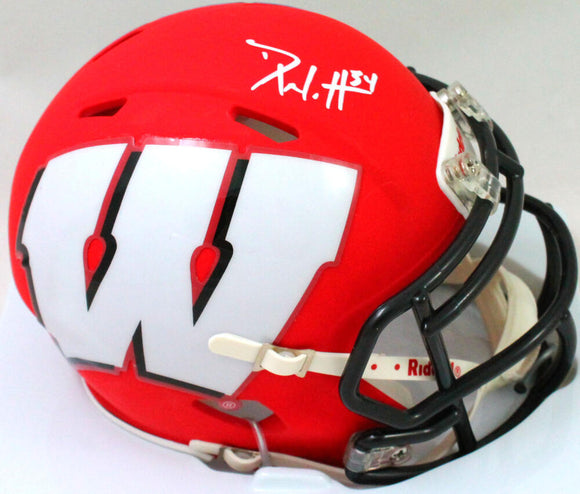 Derek Watt Autographed Wisconsin Badgers AMP Speed Mini Helmet - JSA W Auth *White