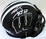 TJ Watt Autographed Wisconsin Badgers Eclipse Speed Mini Helmet - Beckett W Hologram *Silver