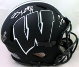 Derek/TJ/JJ Watt Signed Wisconsin Badgers Eclipse Speed Authentic Helmet- JSA W Auth *Silver