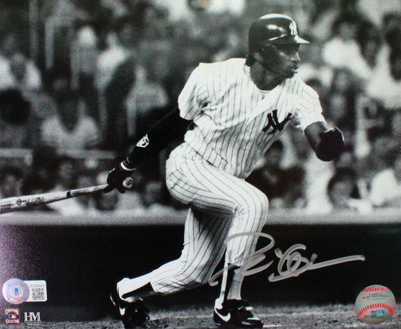 Deion Sanders Autographed NY Yankees 8x10 B&W Swinging Photo-Beckett W Holo