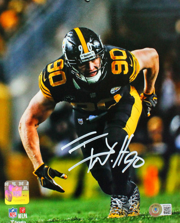 Pittsburgh Steelers #90 T.J. Watt Signed Framed Kick 8x10 Photo