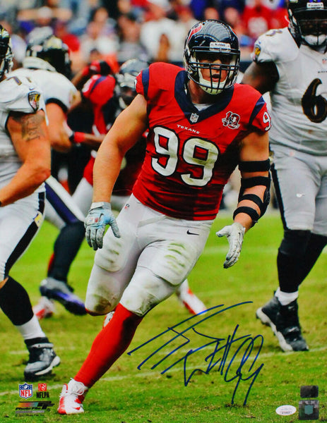 JJ Watt Autographed Houston Texans 16x20 TX Flag Yelling PF Photo- JSA –  The Jersey Source