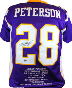 Adrian Peterson Autographed Purple Pro Style Stat Jersey- Beckett W Hologram *Black *2