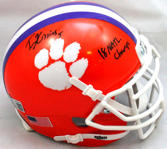 Tee Higgins Autographed Clemson Tigers Schutt Mini Helmet w/Insc. - Beckett W Hologram *Black