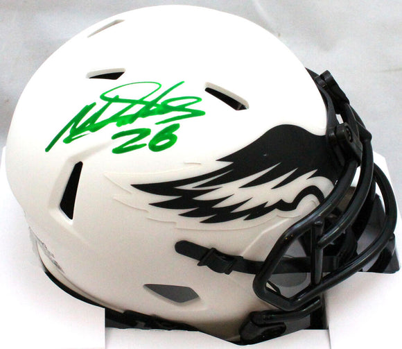 Miles Sanders Autographed Philadelphia Eagles Lunar Mini Helmet- JSA W Auth *Green Image 1