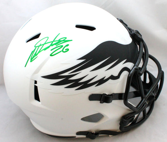 Miles Sanders Autographed Eagles F/S Lunar Speed Helmet - JSA W Auth *Green Image 1