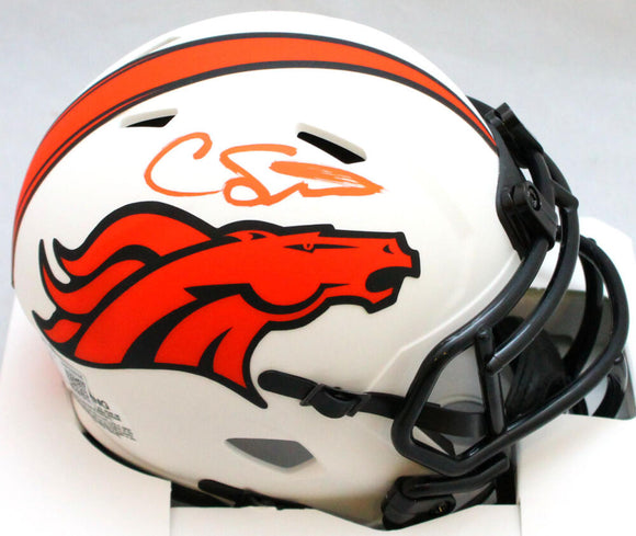 Courtland Sutton Autographed Denver Broncos Lunar Mini Helmet - Beckett W Hologram *Orange