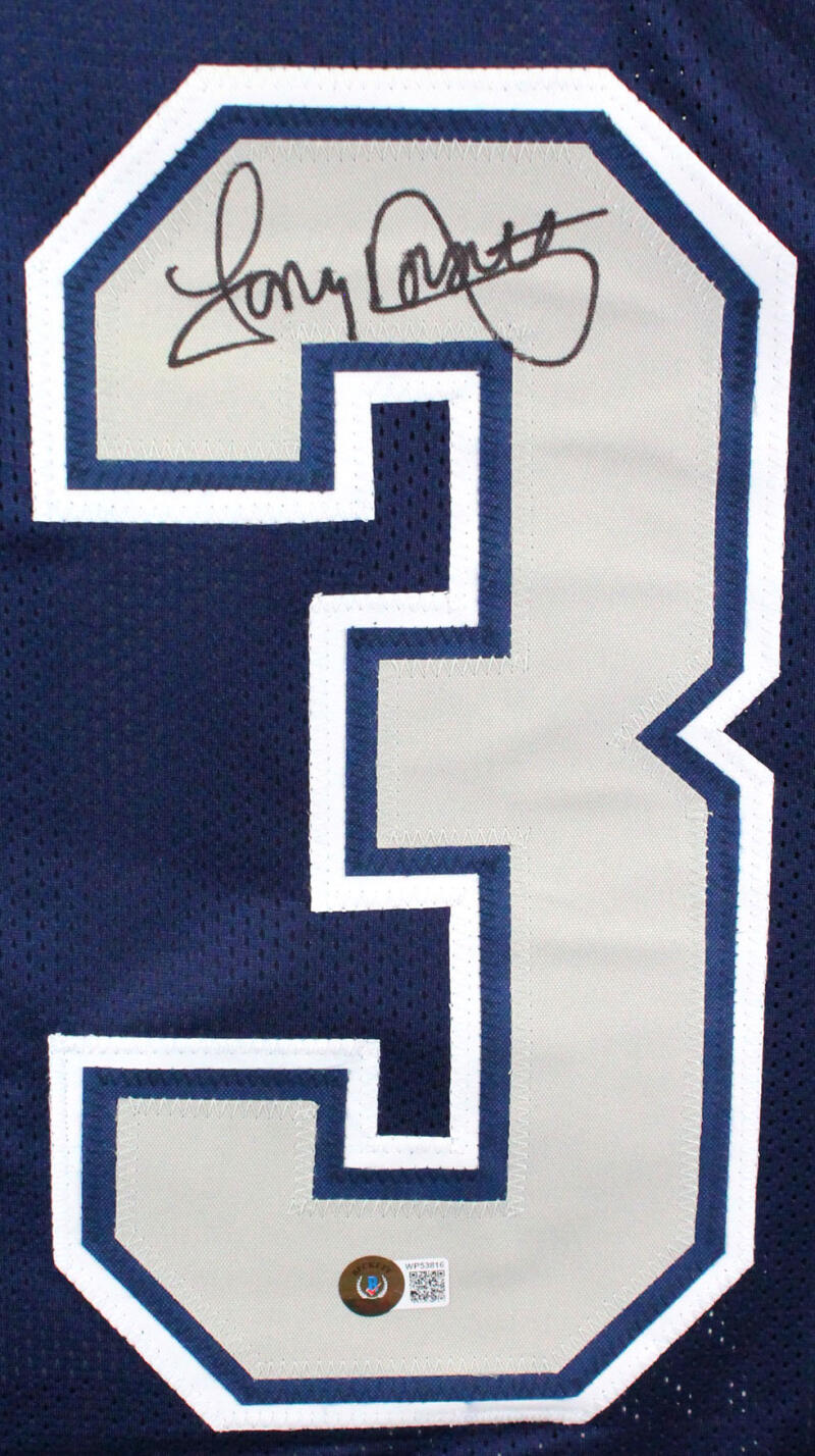 The Jersey Source Tony Dorsett Autographed Blue/Grey Pro Style Stat Jersey-Beckett Witnessed Hologram *Black
